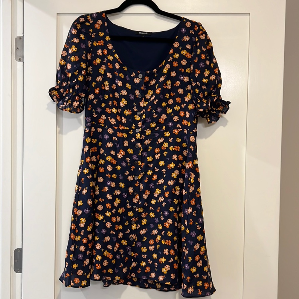 Madewell Puff Sleeve Floral Button Down Dress
